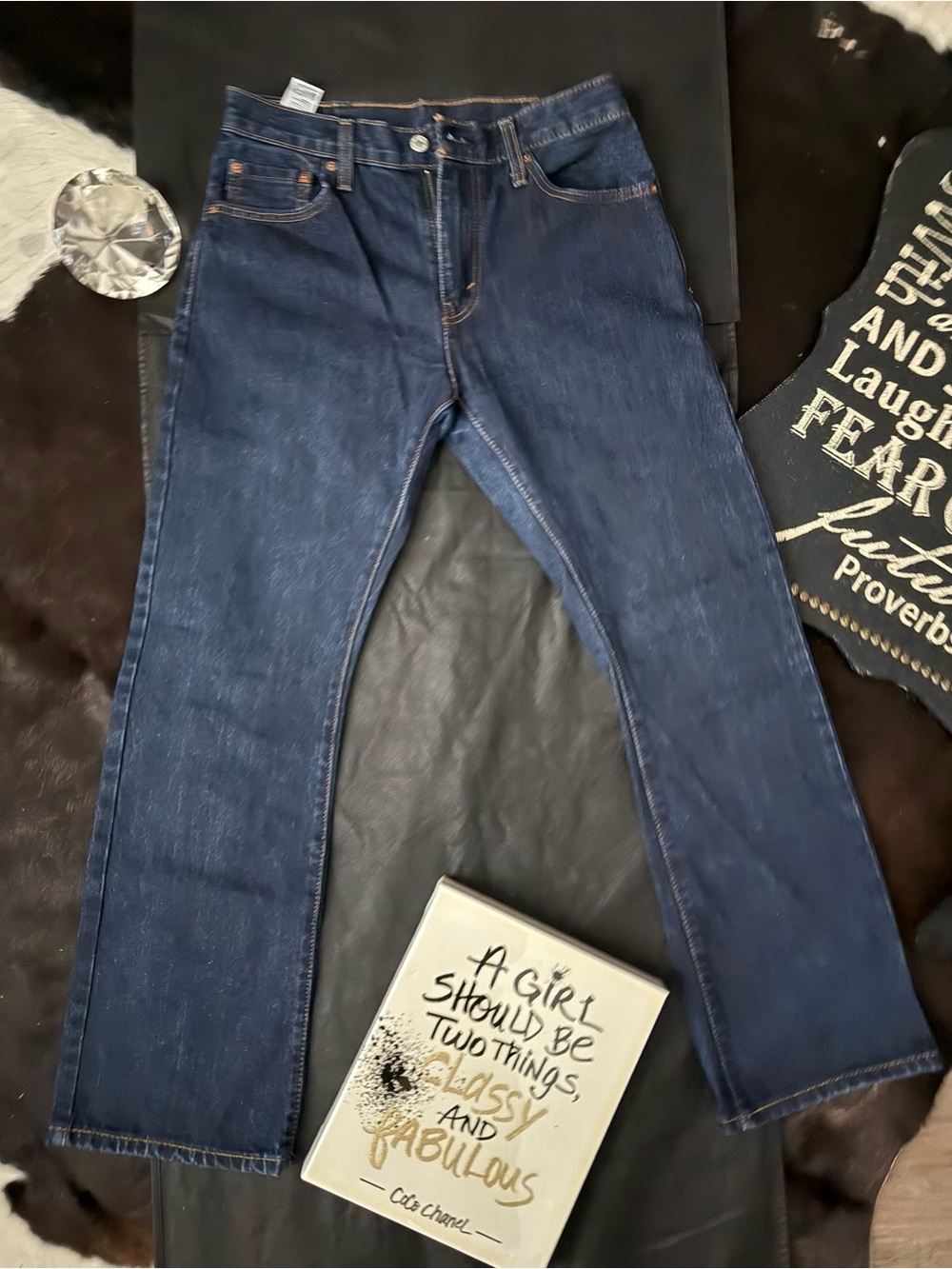 Levi's Men's Straight Fit Dark Blue Denim Jeans